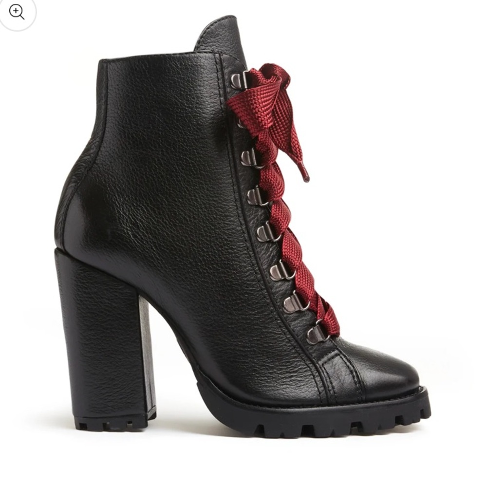 Leather Schutz lace-up lug-sole leather boots size 10 /Extra red Laces